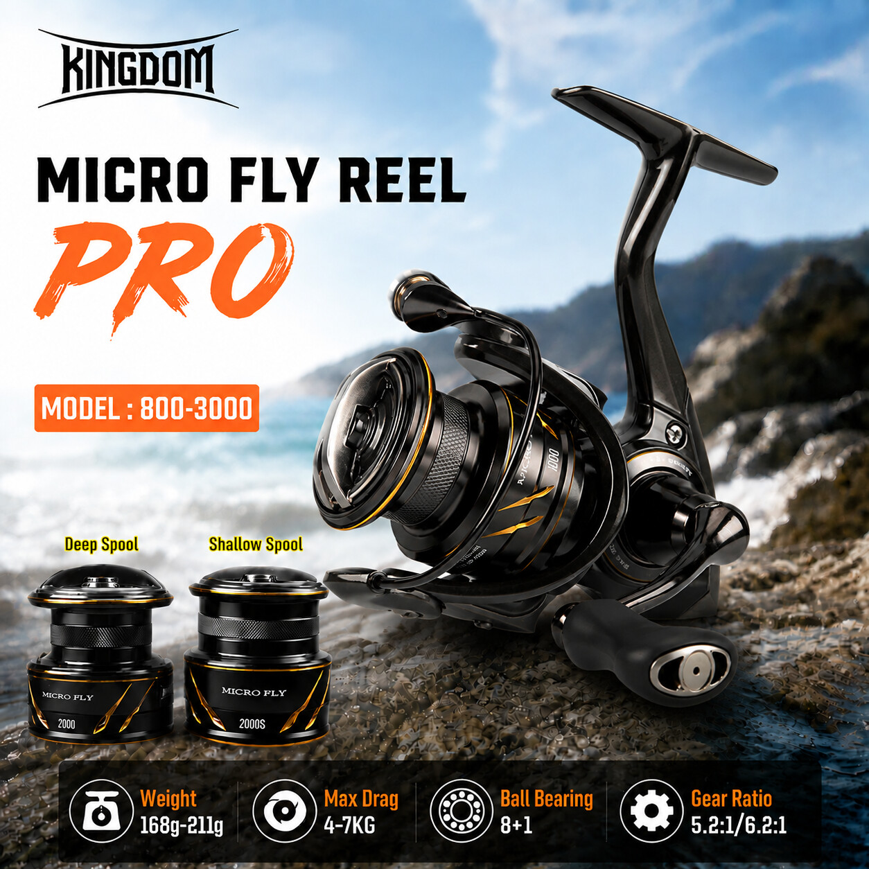 รอกตกปลา Kingdom Micro Fly Pro - Kastking Reel Zephyr บทวิจารณ์และราคา